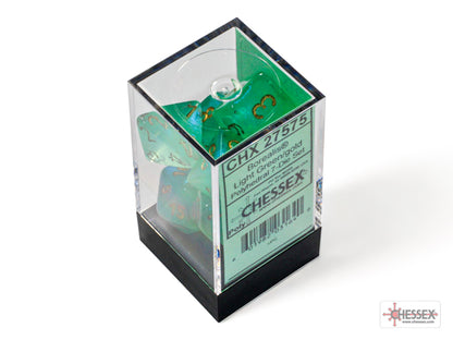 Chessex Polyhedral 7-Die Set Borealis Light Green/Gold (Luminary Effect)
