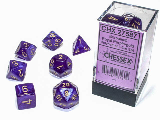 Chessex Polyhedral 7-Die Set Borealis Royal Purple/Gold (Luminary Effect)