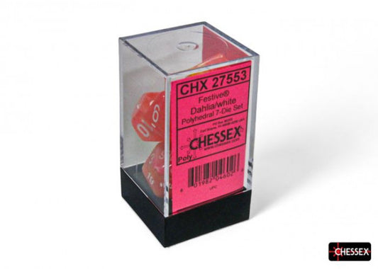 Chessex Festive Polyhedral Dahlia/White Luminary 7-Die Set