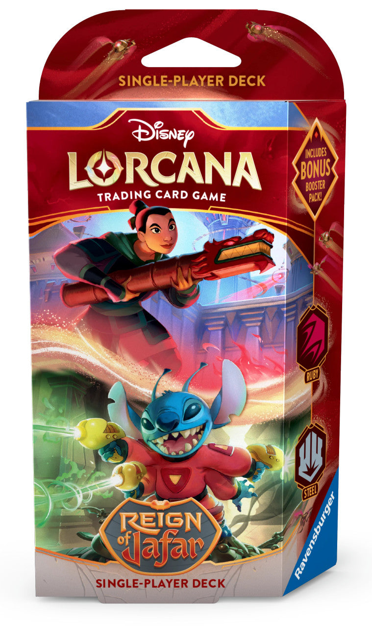 Disney Lorcana S8 Reign of Jafar Single Player Starter Deck: Brave and Brazen: Mulan & Stitch