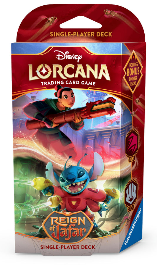 Disney Lorcana S8 Reign of Jafar Single Player Starter Deck: Brave and Brazen: Mulan & Stitch