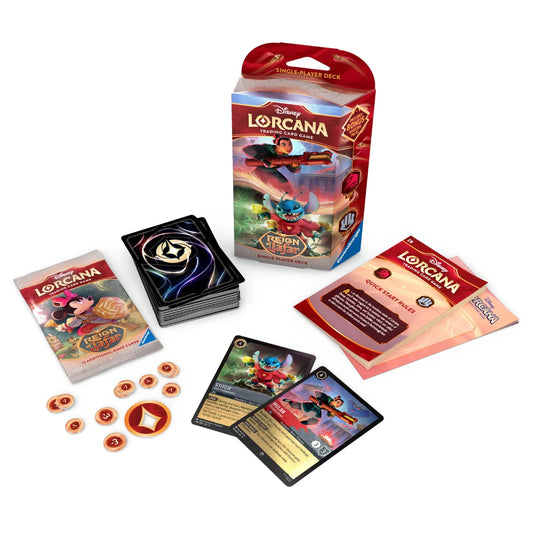 Disney Lorcana S8 Reign of Jafar Single Player Starter Deck: Brave and Brazen: Mulan & Stitch