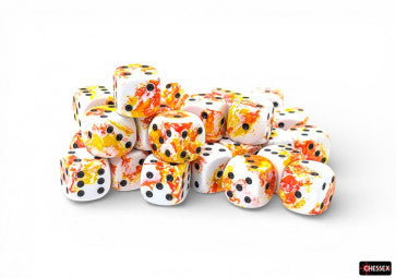 Chessex: Brush Sunrise/Black 12mm D6 Dice Block (36 Dice)