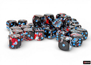 Chessex: Brush Dark Side/Blue 12mm D6 Dice Block (36 Dice)