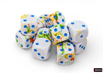 Chessex: Brush Breezy/Blue 16mm D6 Dice Block (12 Dice)