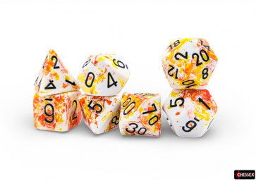 Chessex: Brush Polyhedral Sunrise/Black 7-Die Set